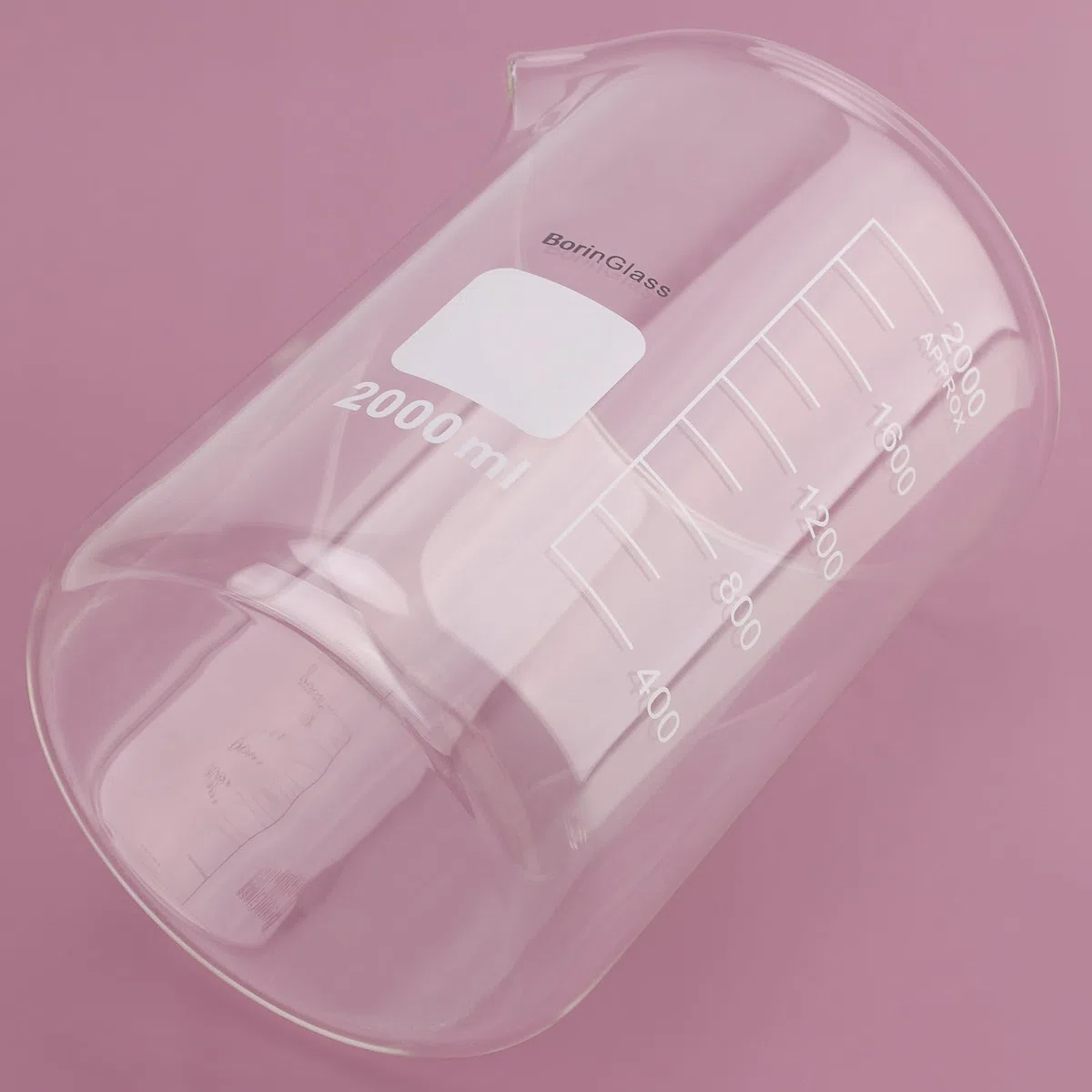 BorinGlass Vaso de Precipitados de Vidrio de Borosilicato de 2000 Ml, Vaso Medidor Griffin de Forma Baja Graduado con Pico Antigoteo para Vertido Y Mezcla Precisos en Experimentos de Laboratorio