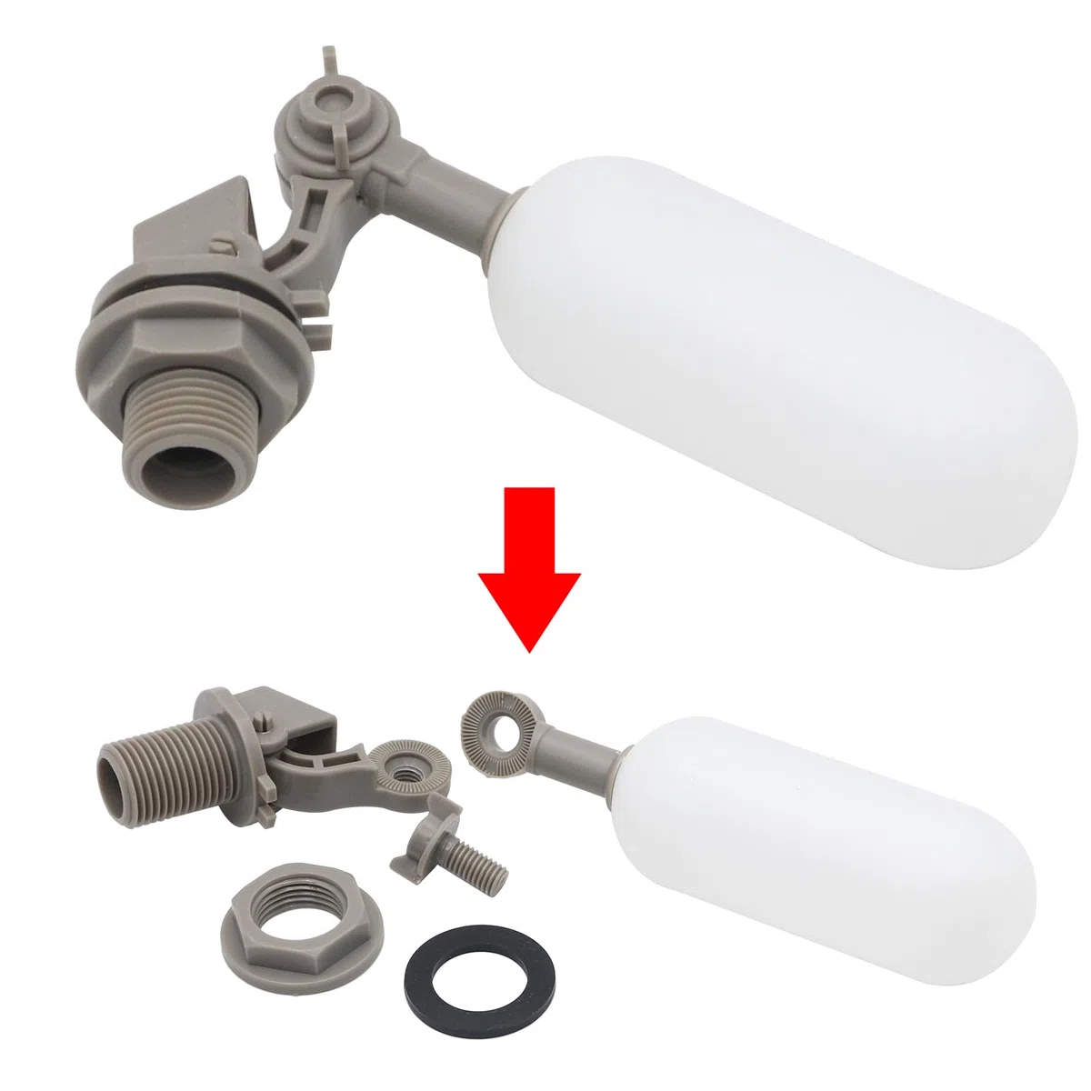 VáLvula de Flotador 1/2 Pulgada, 4 VáLvulas de Flotador, VáLvula de Flotador Autollenante de PláStico con Brazo Ajustable Para Abrevaderos de Ganado, Acuarios, Acuicultura (Gris)