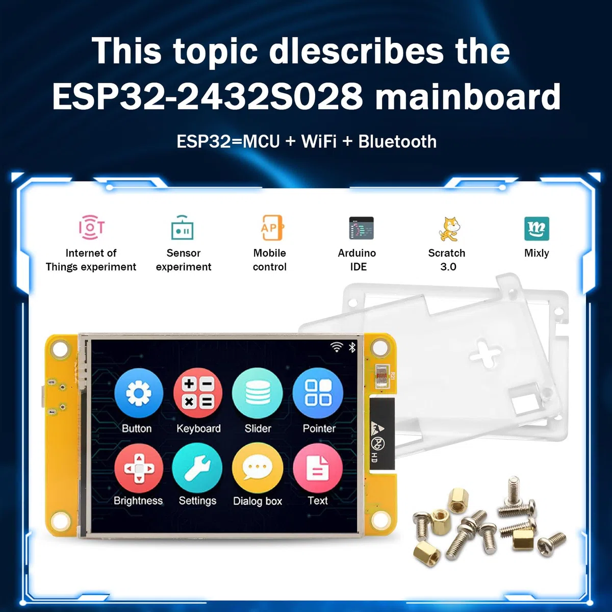 ESP Display,ESP Placa de Desarrollo WiFi Bluetooth 2.8 Pulgadas 240 x 320 ESP Pantalla TFT Módulo Pantalla táctil con Carcasa acrílica Compatible con Arduino/LVGL