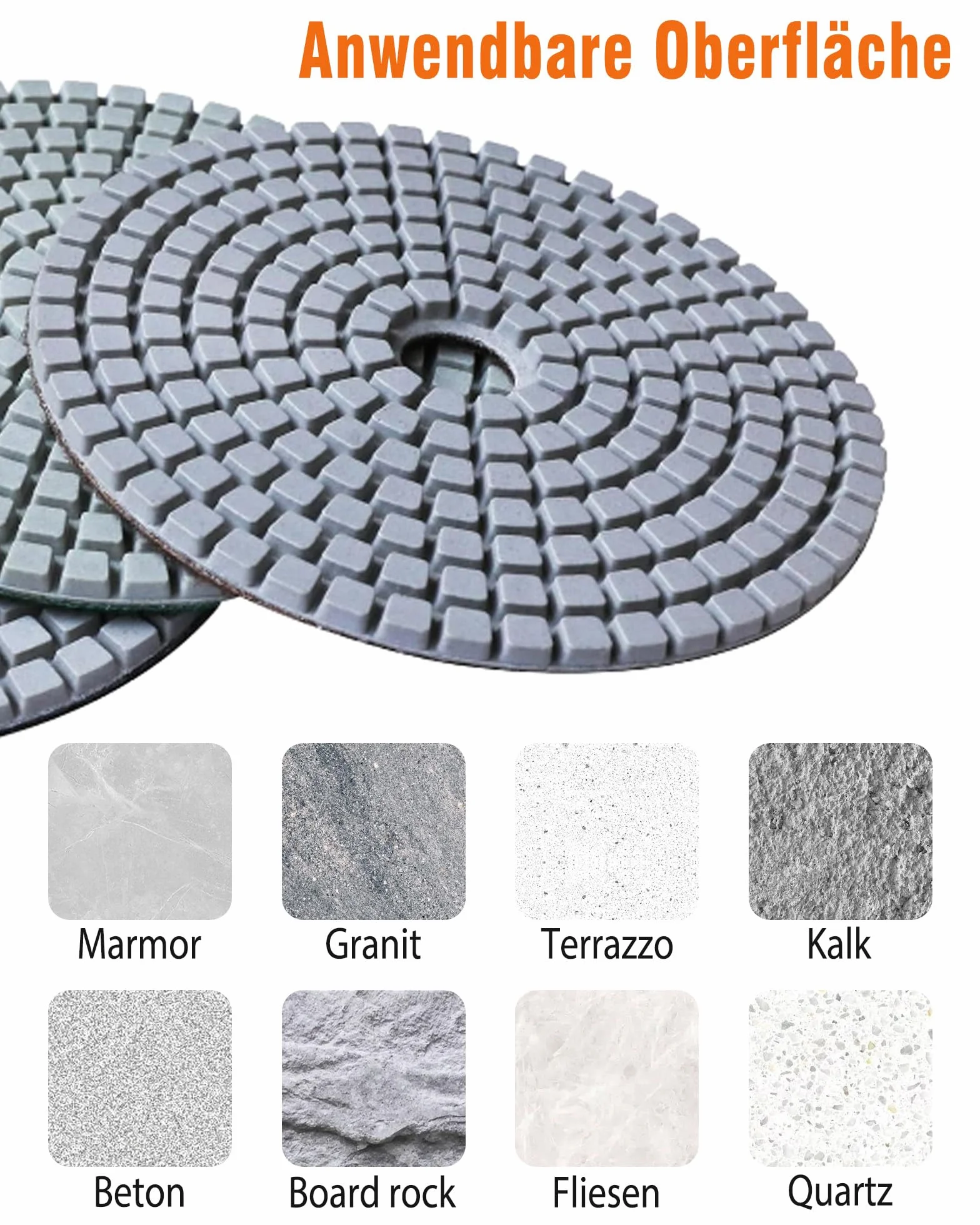 14pcs Discos de Pulido de Diamante: Discos de Pulido Húmedo/seco de 100 mm, Juego de Pulido de Mármol con Placa de Soporte de Goma M14 para Hormigón Granito Piedra Mármol (50# - 8000#)