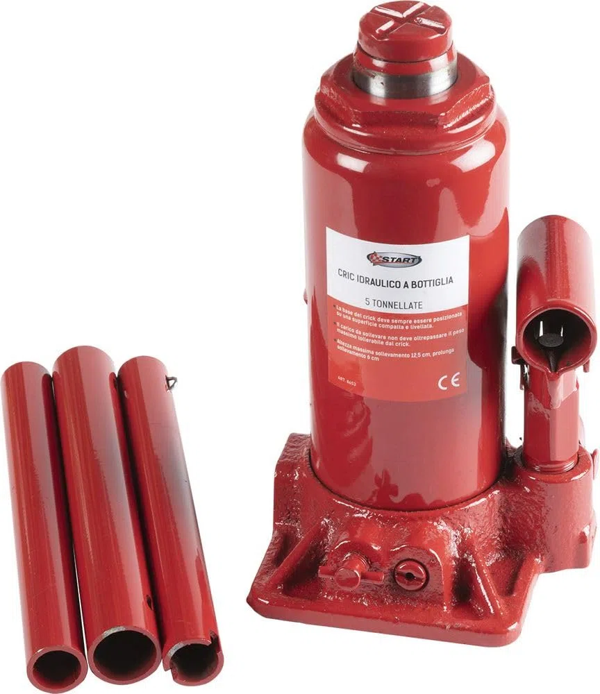 Start Botella hidráulica Crick 6T, elevable de 18,5 cm a 35,5 cm, compacta y Robusta para emergencias y Mantenimiento