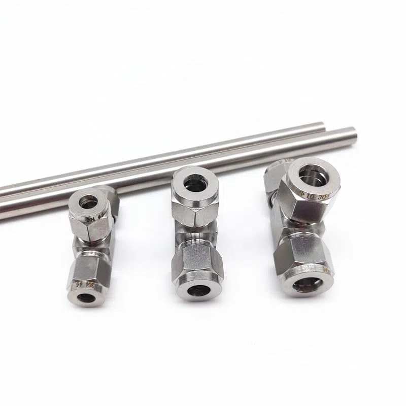 1 pieza de te de doble férula de acero inoxidable 304, tubo de 10 mm, conexión hexagonal de 3 vías, junta tipo T hexagonal
