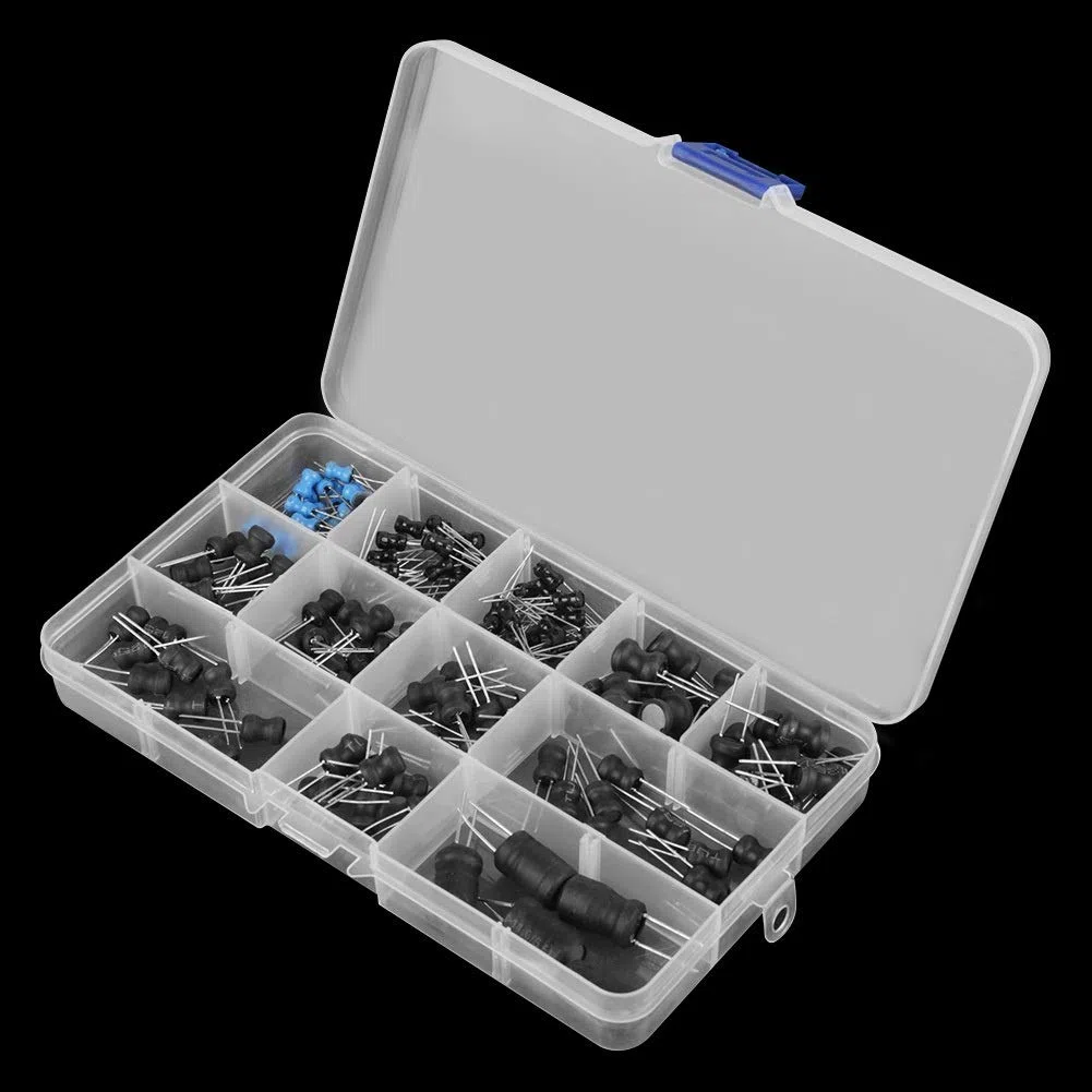 Nikou Inductor - Inductor Bobina Inductores Electrolíticos Capacitor Surtido Kit Gama 10uH-10mH 12 Valores Inductores de estrangulación Surtidos Kit con Caja de Almacenamiento