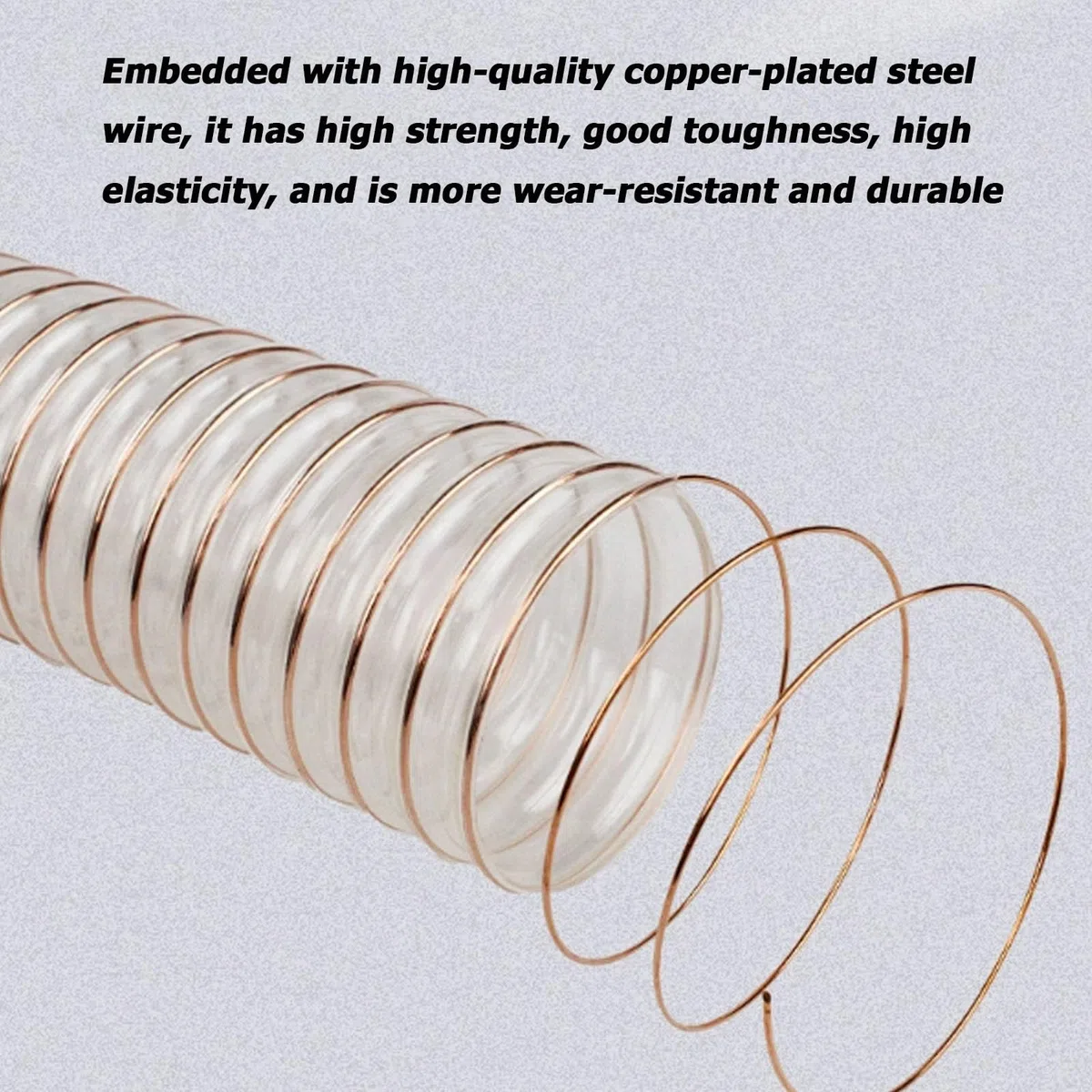 Manguera De Ventilación Flexible De Poliuretano PU con Alambre De Acero Cobreado para Succión De Aire Industrial Transferencia De Polvo Y Conducto De Máquinas,63 * 2.0mm