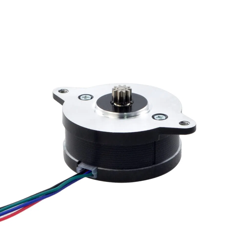 STEPPERONLINE Motor paso a paso redondo Nema 14 Pancake bipolar 0.9 deg 9 Ncm 1.0 A 36.5 x 17.5 mm 4 cables con engranaje helicoidal de 10 dientes para Voron V0.1