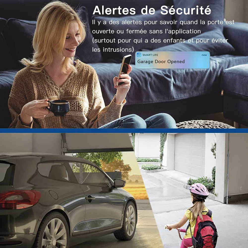 LoraTap Abridor Inteligente de Puerta de Garaje WiFi :Actualiza la Puerta de Garaje Eléctrica Existente - Alertas de Estado en Tiempo Real - Control Remoto por App - Voz Alexa & Google Assistant