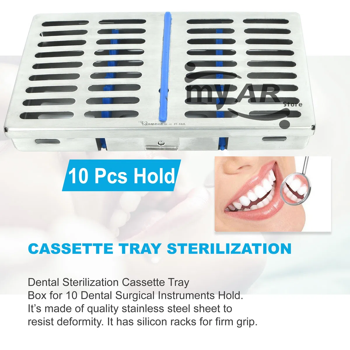 Bandeja de casete de esterilización, autoclave de diseño premium para dental, organizador de instrumentos para 5, 7, 10, 15 y 20 piezas (10 unidades de casete de sujeción)