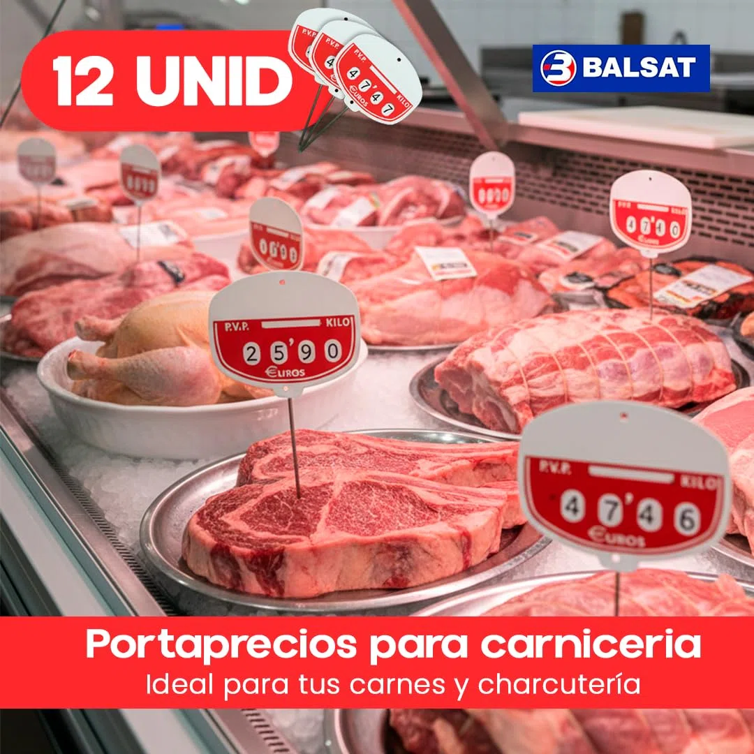 BALSAT | Portaprecios Para Tienda | Portaprecios Ajustable Y Funcional | Porta Precios Versátil Para Charcuteria Y Carniceria | Porta Precios Profesionales Para Organización | 12 Unidades