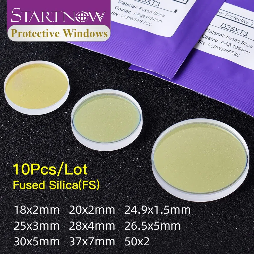 Startnow 10Pcs/Lot Lente Protectora de Láser de Fibra D28xT4 24,9x1,5 30x5 37x7 50x2 1064nm Lente de Fibra Óptica para Cabezal de Corte Raytools Precitec (30x5(10PCS))