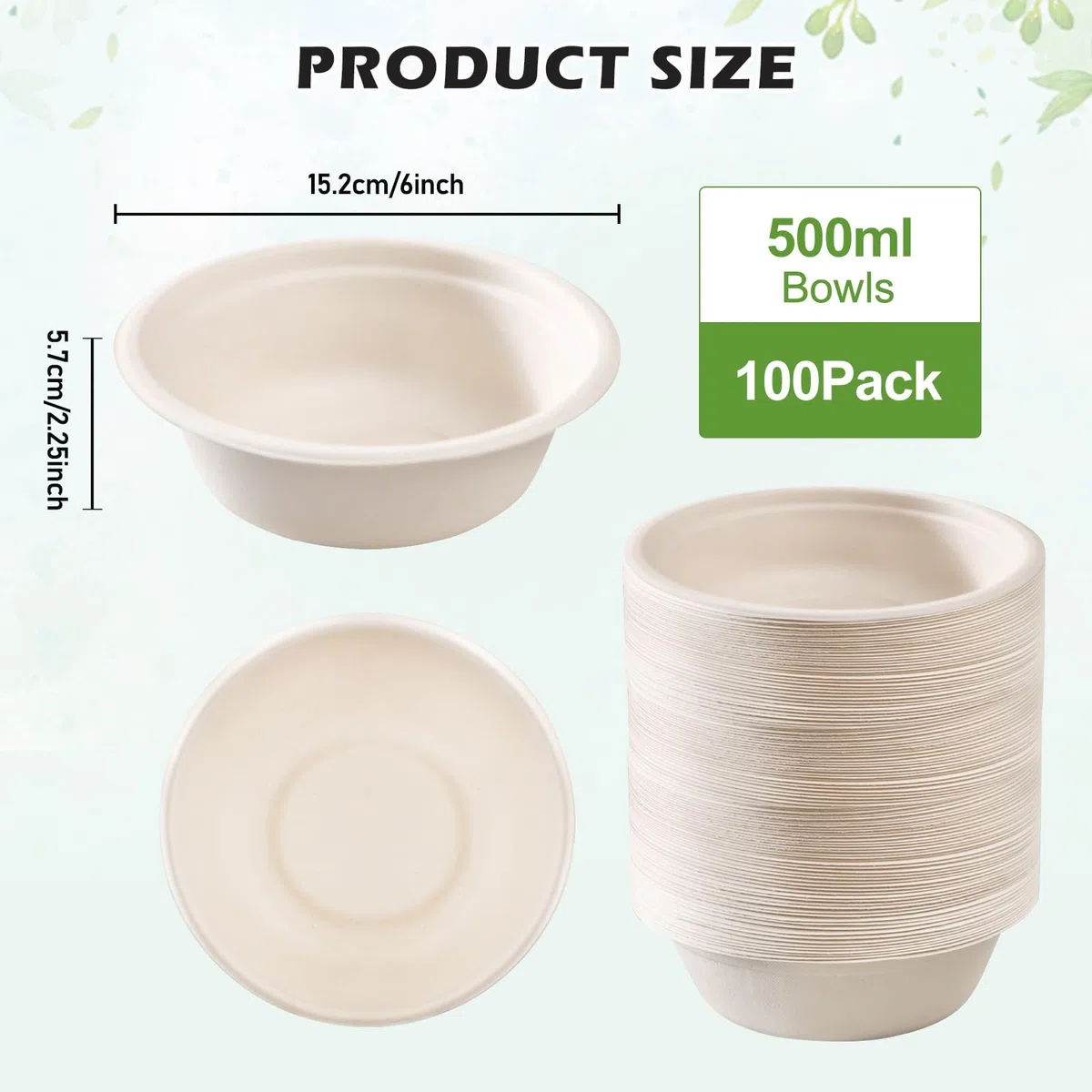 100 cuencos desechables para sopa, 500 ml, cuencos de cartón para sopas, platos soperos desechables, biodegradables