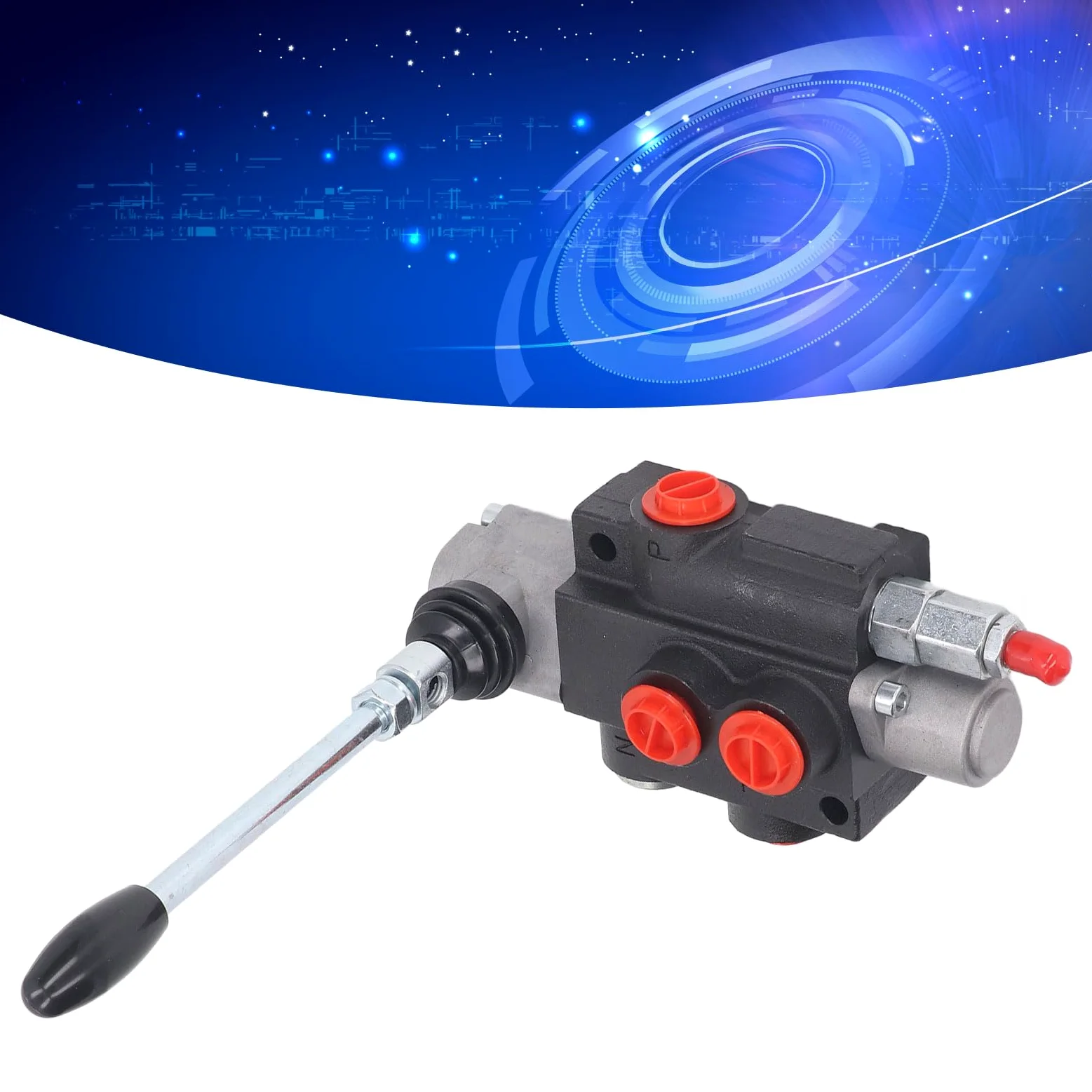 Equipo Hidráulico de la Válvula de Control de Flujo, 1 Carrete Doble Efecto Válvulas de Control Direccional Hidráulicas con Manija de Control de Barra de Alivio Ajustable