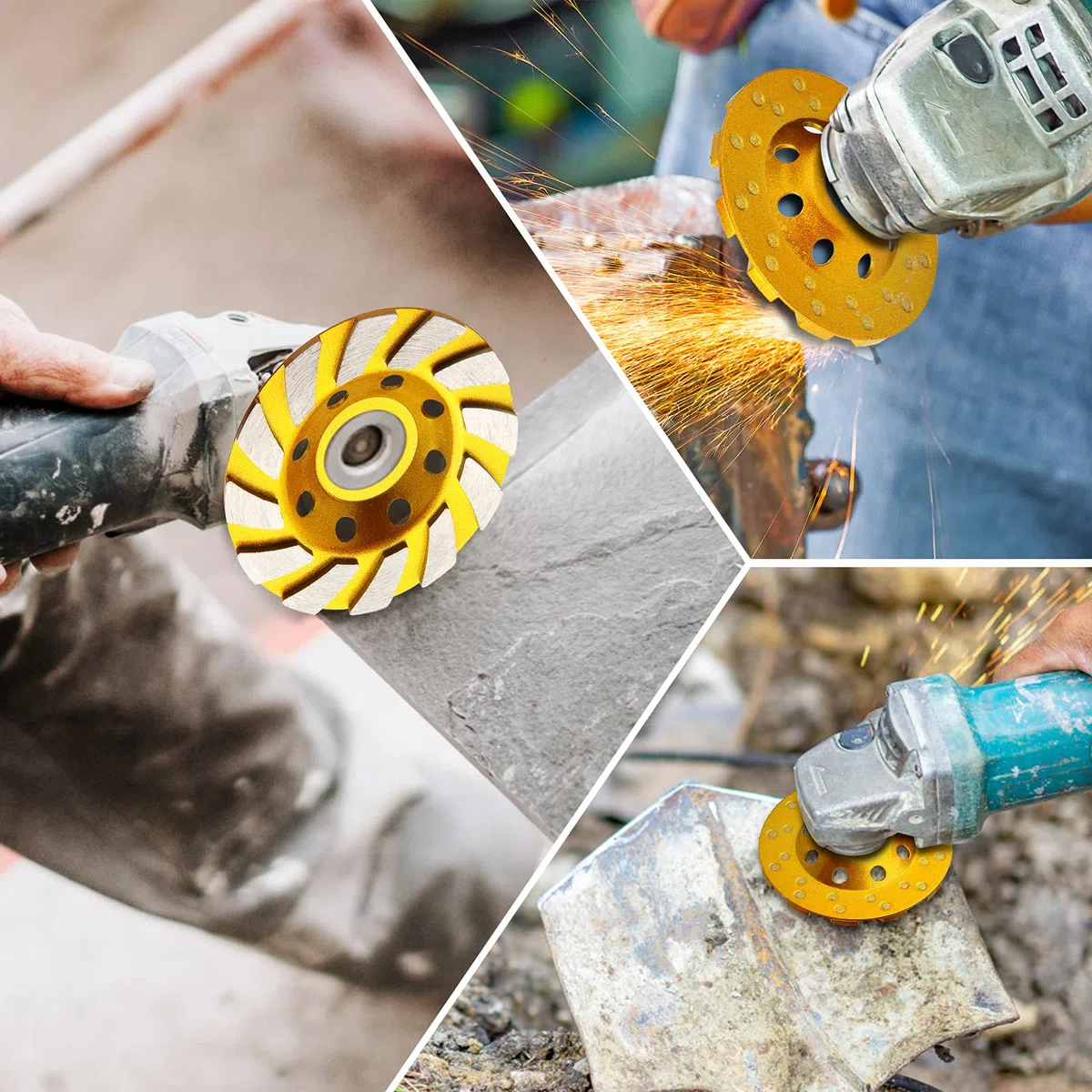 3 piezas Diamond Cup Grinder 4 pulgadas concreto Turbo Diamond Grinding Cup Wheel 12 Segs Heavy Duty Angle Grinder Ruedas para amoladora angular