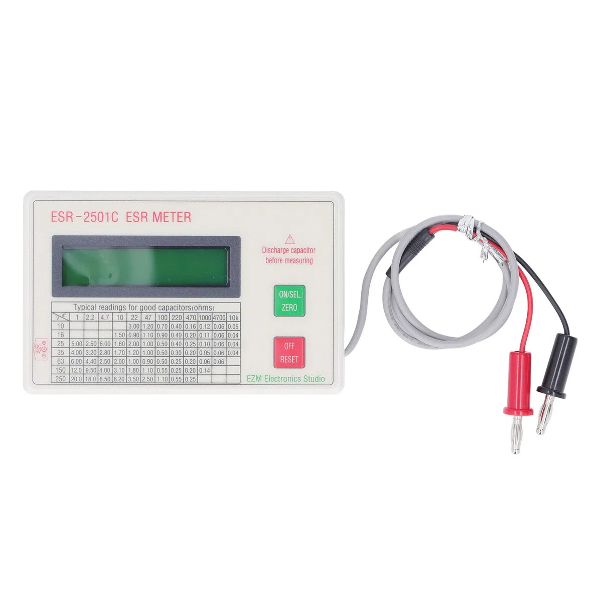Medidor de Condensadores ESR, Medidor digital de capacitancia con pantalla LCD y apagado inteligente, medidor de circuitos ESR de alta precisión Medidor de Pruebas Eléctricas