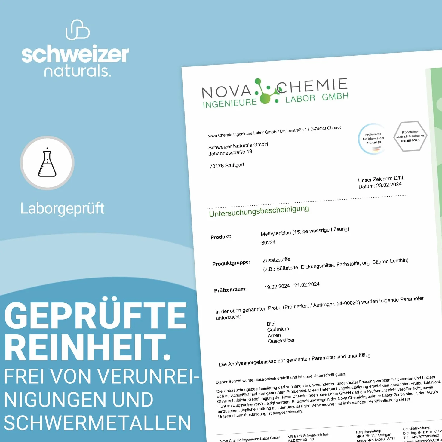 Solución de Azul de Metileno al 1% de calidad farmacéutica USP pura, 2x 100 ml de solución acuosa, sin aditivos, calidad verificada en laboratorio - fabricada en Alemania