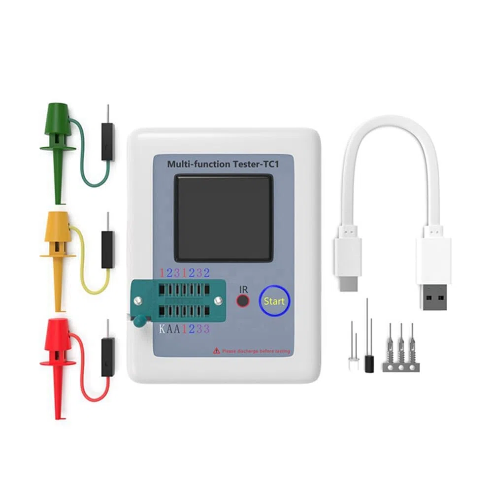 LCR TC1 Pantalla LCD TFT de 1,8 Pulgadas MultíMetro Probador de Transistores Diodo Triodo Condensador Medidor de Prueba de Resistencia