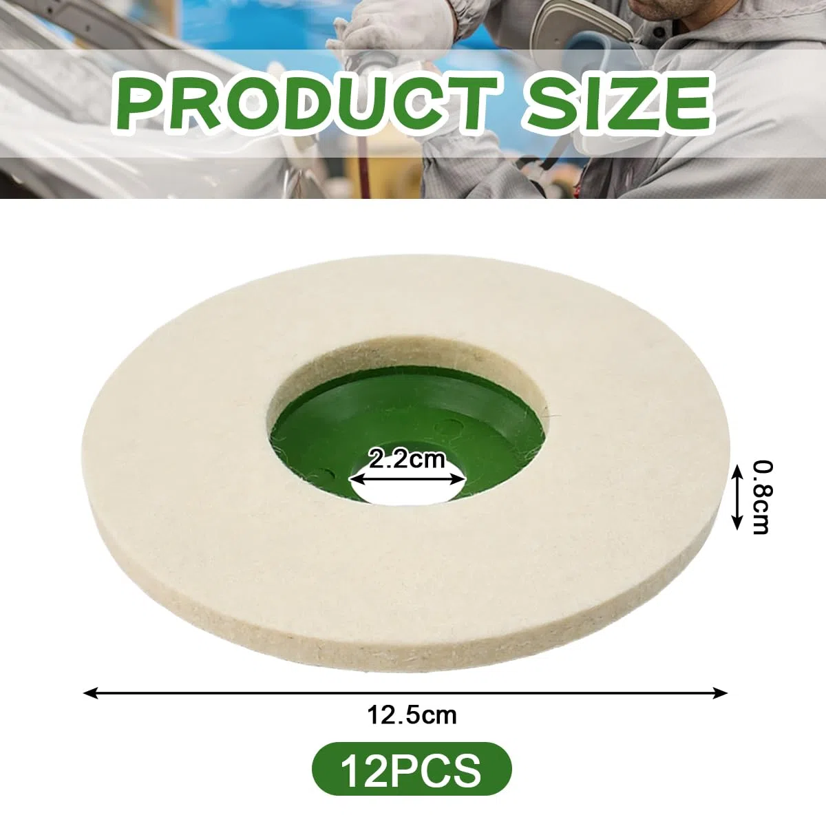 12PCS Disco de Pulir de Fieltro 125mm*22mm, Pulido Rueda de Fieltro de Lana, Rueda de Pulido para Amoladora Angular, Almohadillas para Pulir Metales, Acero Inoxidable, Vidrio y Cerámica