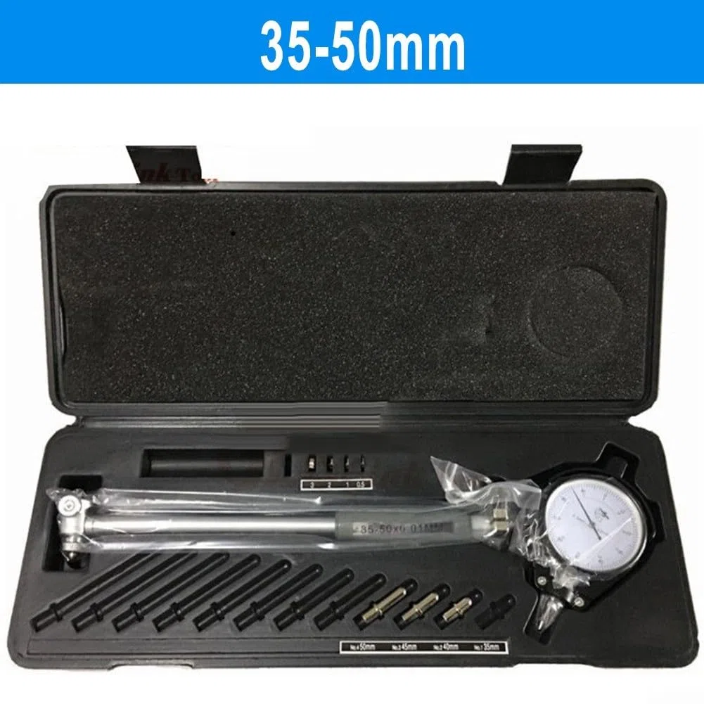 Precisions Micrómetro de diámetro interno 18-160 mm, precisión de 0,01 mm, calibre de acero inoxidable con yunque reemplazable, para medición de motor/cilindro (35-50)