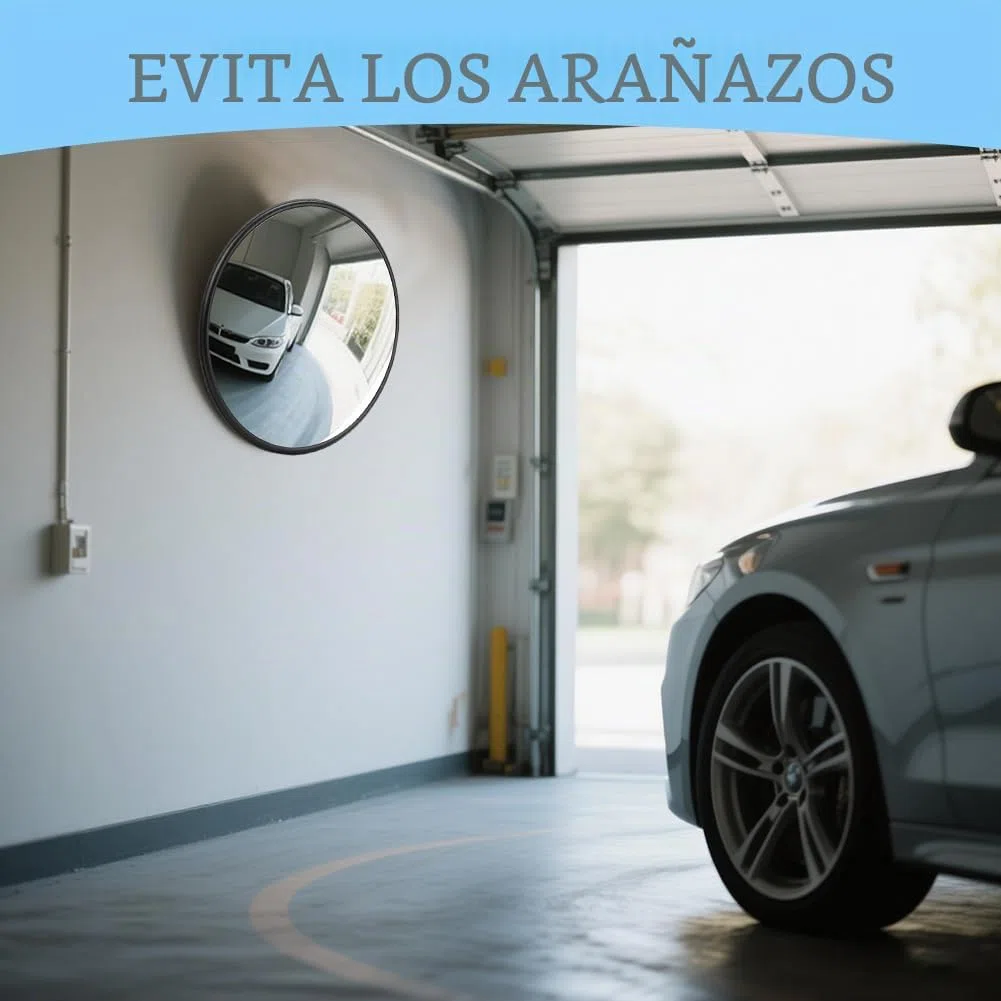 Espejo de tráfico, 30 cm Espejo convexo para garaje, entrada, estacionamiento, Espejo de tráfico convexo con vista de gran angular ajustable (Apto para interiores y exteriores) (A)