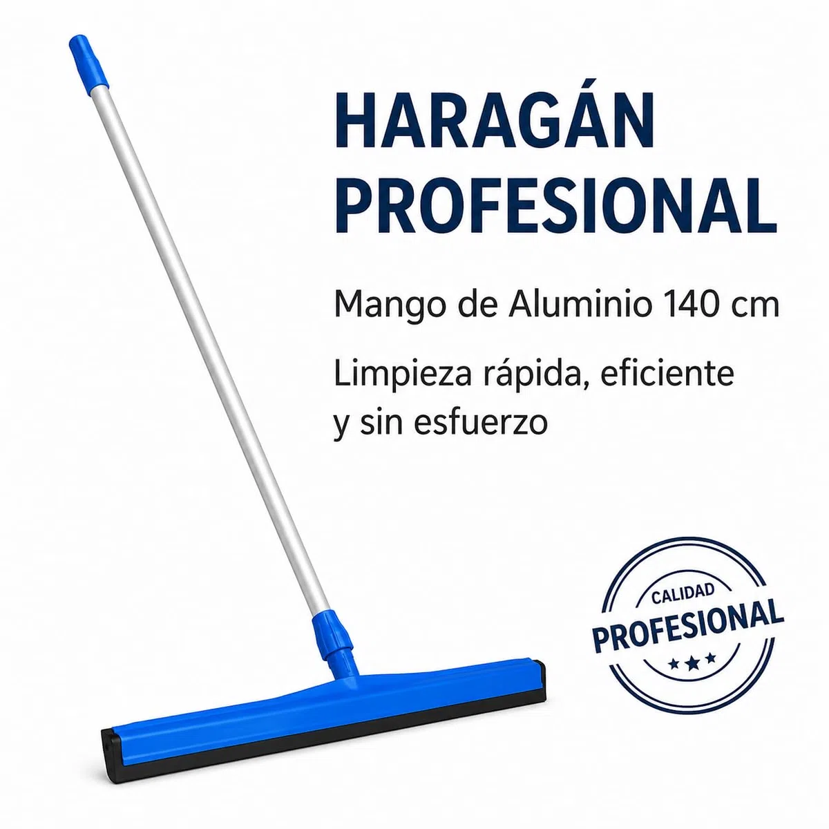 Haragán 45 cm Profesional con Mango de Aluminio 140 cm - Ideal para Limpieza de Suelos de Doble Labio Negro.