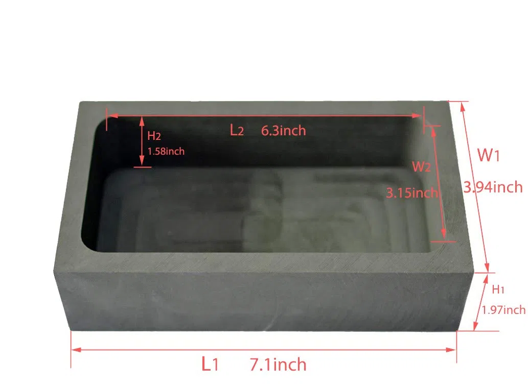 LLF Molde para lingotes de grafito dorado y plateado para derretir fundición y refinar (9,5 kg)