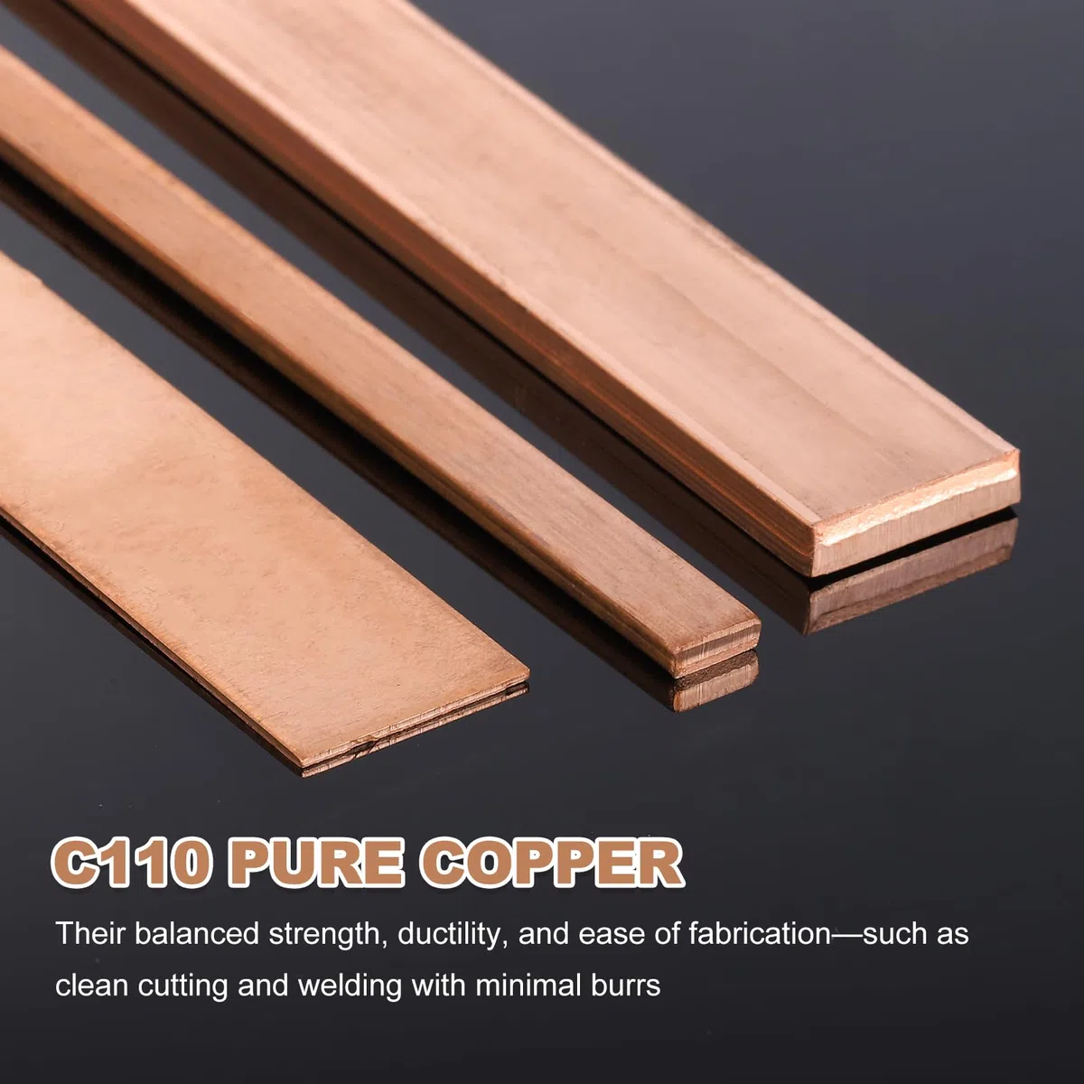 QUARKZMAN Barra Plana De Cobre 1/8" x 1-3/16" x 9'' C110 Barra De Cobre Sólido Placa De Stock De Metal Sólido Para Manualidades DIY Reparaciones Eléctricas (3mm x 30mm x 230mm)