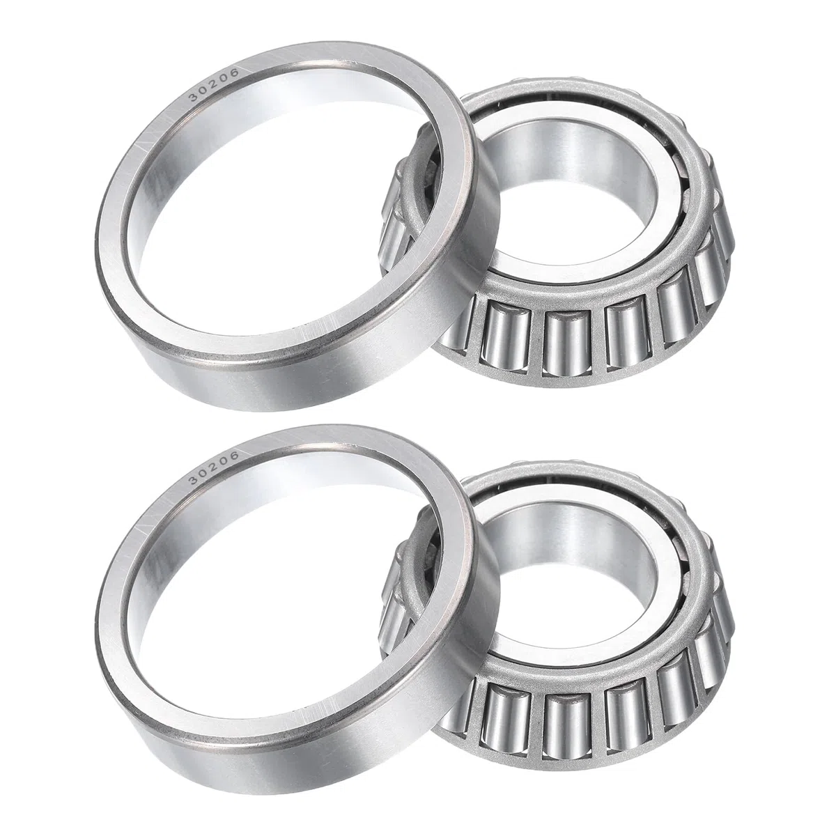 QUARKZMAN 2 Piezas de Rodamiento de Rodillos Cónicos 30206, Cono Y Copa, 30mm de Diámetro X 62mm de Diámetro Exterior X 17.5mm de Grosor, Juego de Acero Cromado, Abec-5