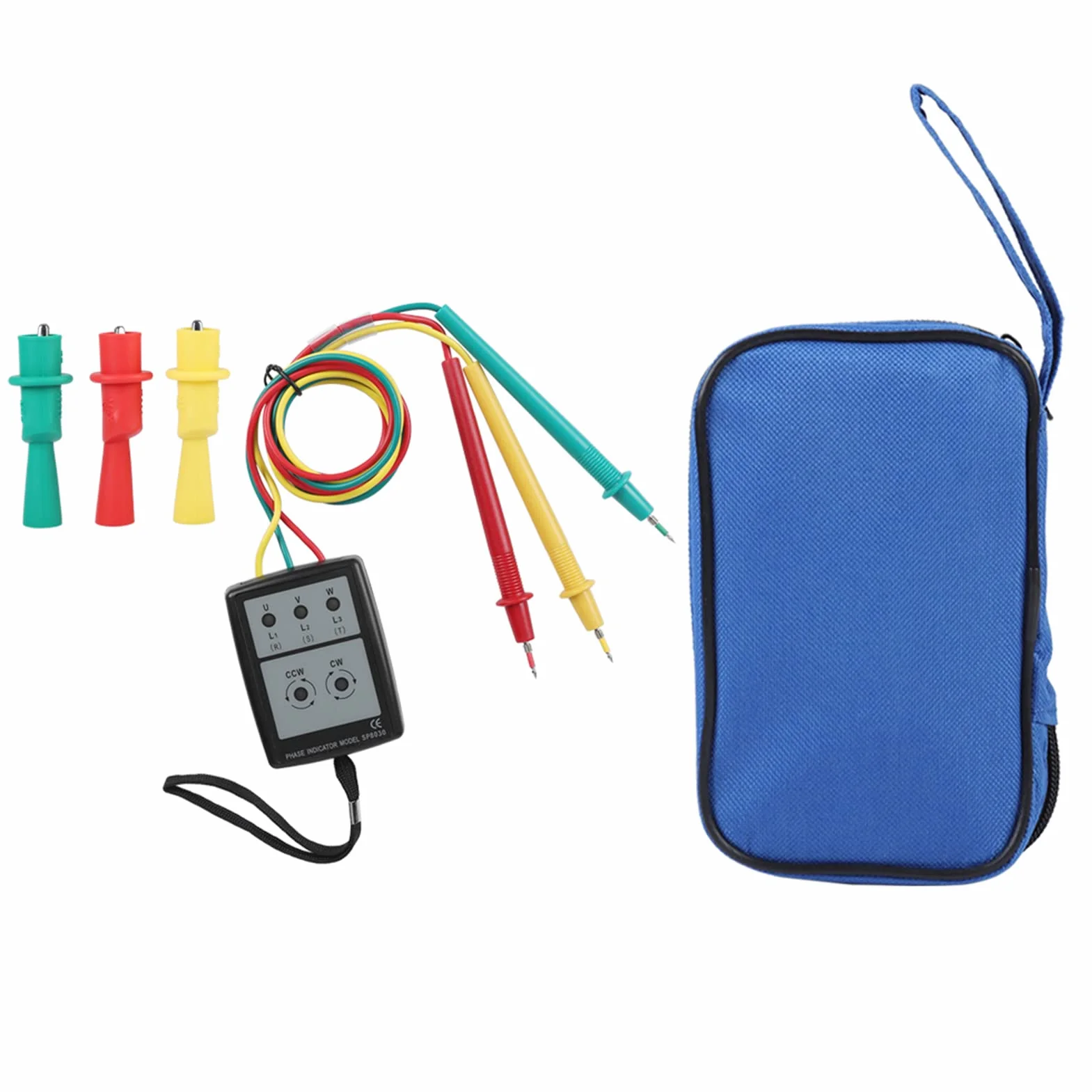 SP8030 Probador de rotación de secuencia trifásica Indicador digital de rotación de fase Medidor de zumbador LED 200 V-480V CA