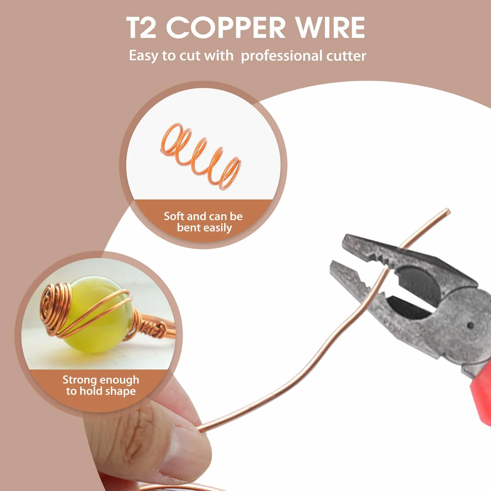 Alambre de Cobre Puro T2 1.0mmx50m, Desnudo para Soldadura, Resistente al Desgaste, para Electrocultura, Jardinería, DIY