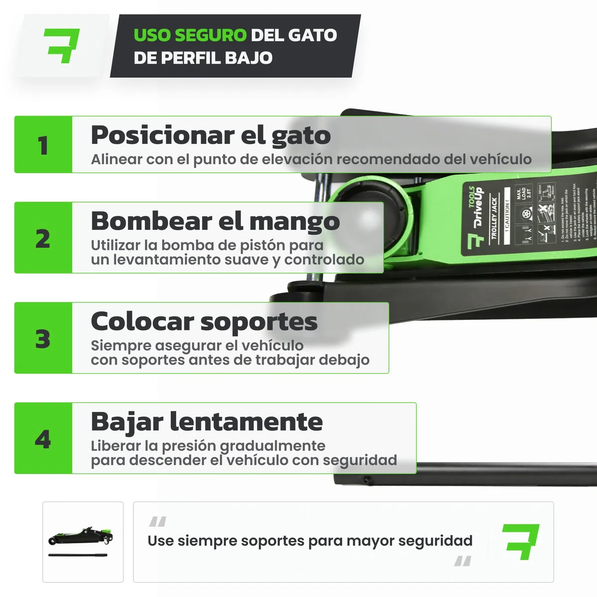Gato hidraulico para Coche 2,5T. Gato Coche bajo Perfil Altura elevación 85-380mm con Almohadilla de Goma. Capacidad hasta 2500kg (Sin Maleta)