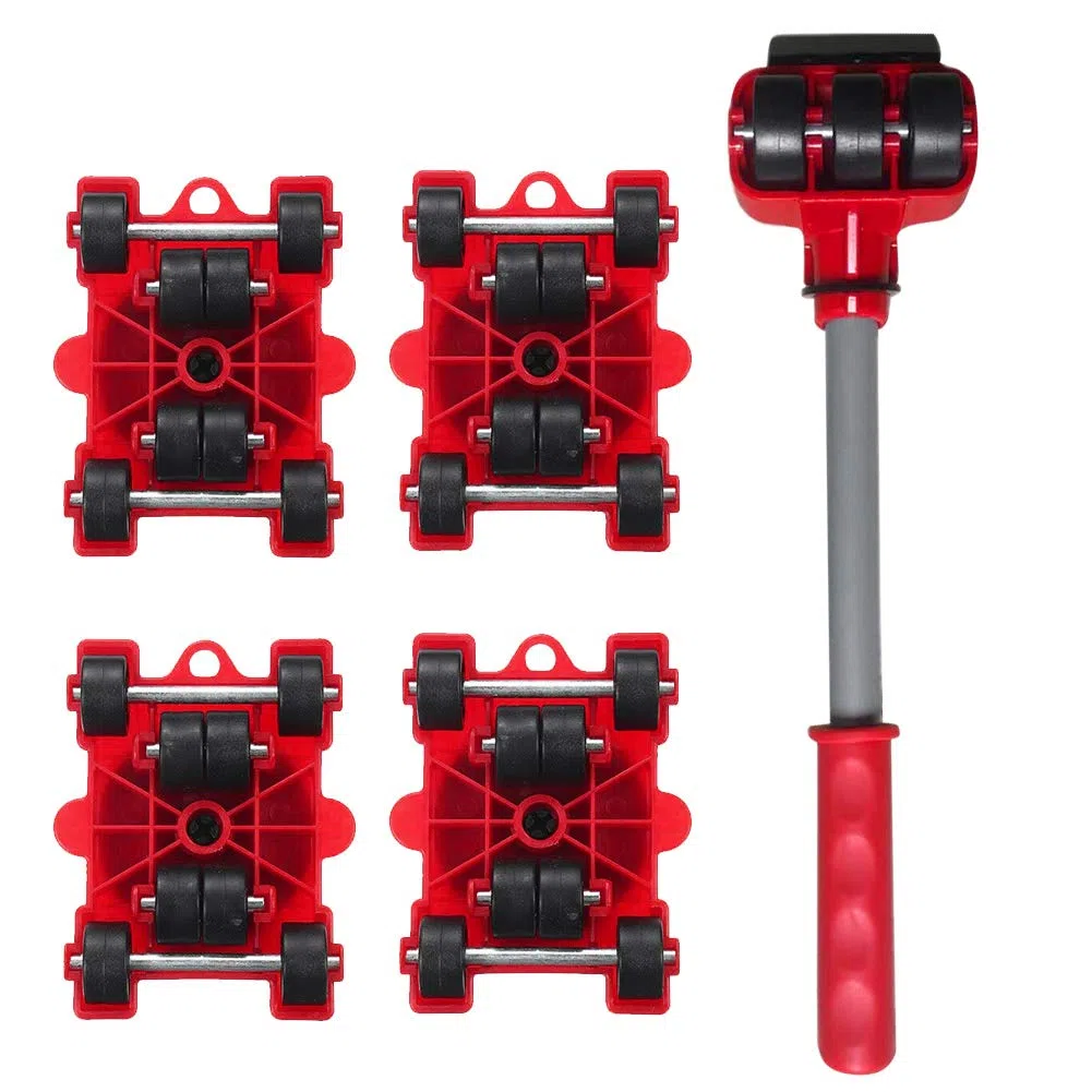 Juego de 5 piezas de elevador de muebles, elevador de muebles resistente con almohadillas giratorias de 360 grados para mover fácilmente y de forma segura, kit de herramientas de rodillo de movimiento