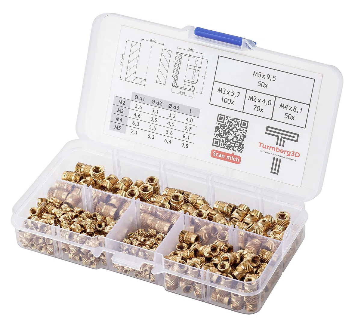 Surtido de insertos de rosca M2 / M3 / M4 / M5 (70/100/50/50 piezas) (caja de surtido)
