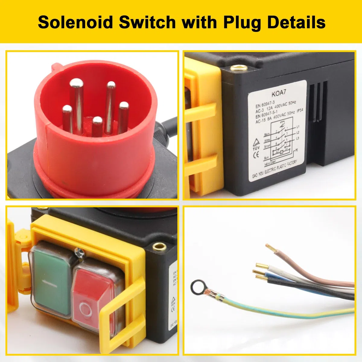 Interruptor de Máquina 400V Binghe 3 fases 400V Interruptor de Emergencia interruptor de seguridad con enchufe CEE/convertidor de fase/Cable, interrupto de voltaje cero, idéntico a KOA7