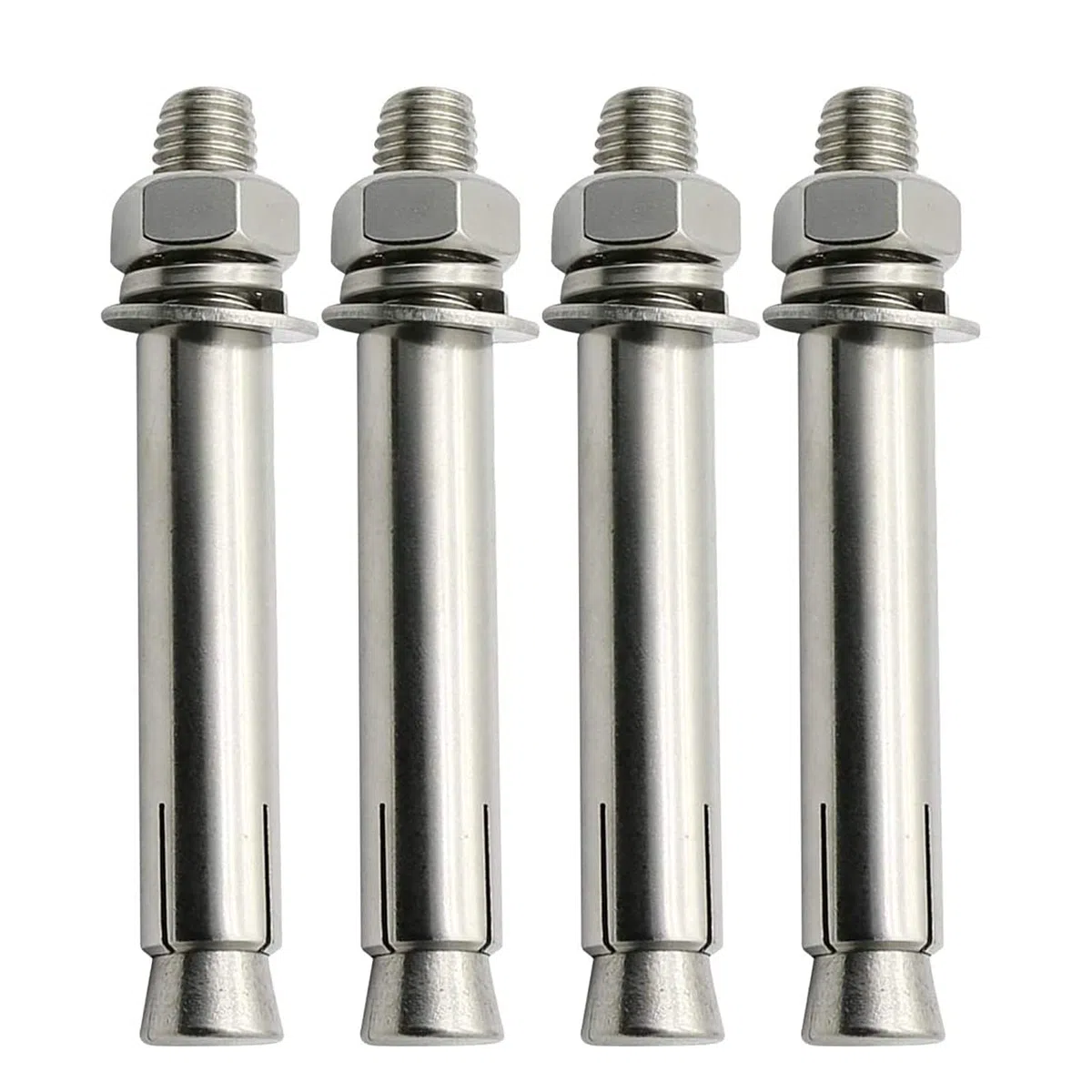 4 pernos de expansión de acero inoxidable M12: tornillos hexagonales de alta resistencia for hormigón y mampostería.(M12x100mm)