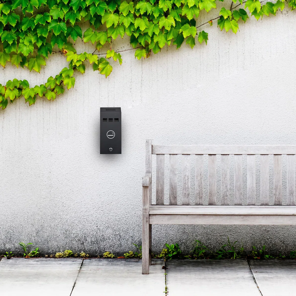 Relaxdays Cenicero de Pared para Exterior con Cerradura, de Metal, Montaje Mural, Medidas: 32,5 x 15 x 6 cm, Negro