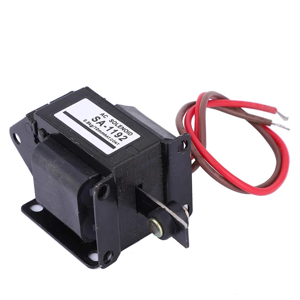 SA-1192 Electroimán de solenoide portátil de 220 VCA Electroimán de CA Tipo de empuje y tracción Tracción 7.8N 10 mm de carrera Imán eléctrico Movimiento lineal para automatización industrial