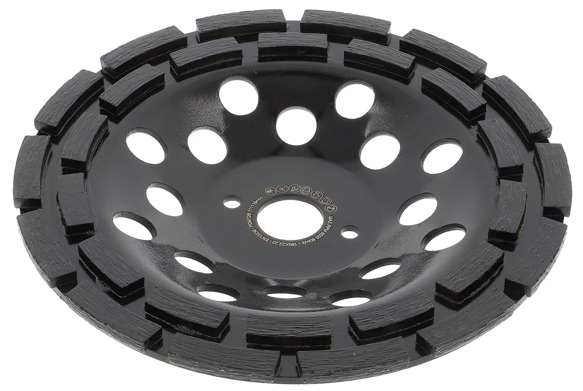 PRODIAMANT Muela de copa de diamante Premium 180mm abrasivo universal 180 mm x 22,2 mm muela de doble hilera altura 26 mm aglomerado duro para más vida de la herramienta en material abrasivo