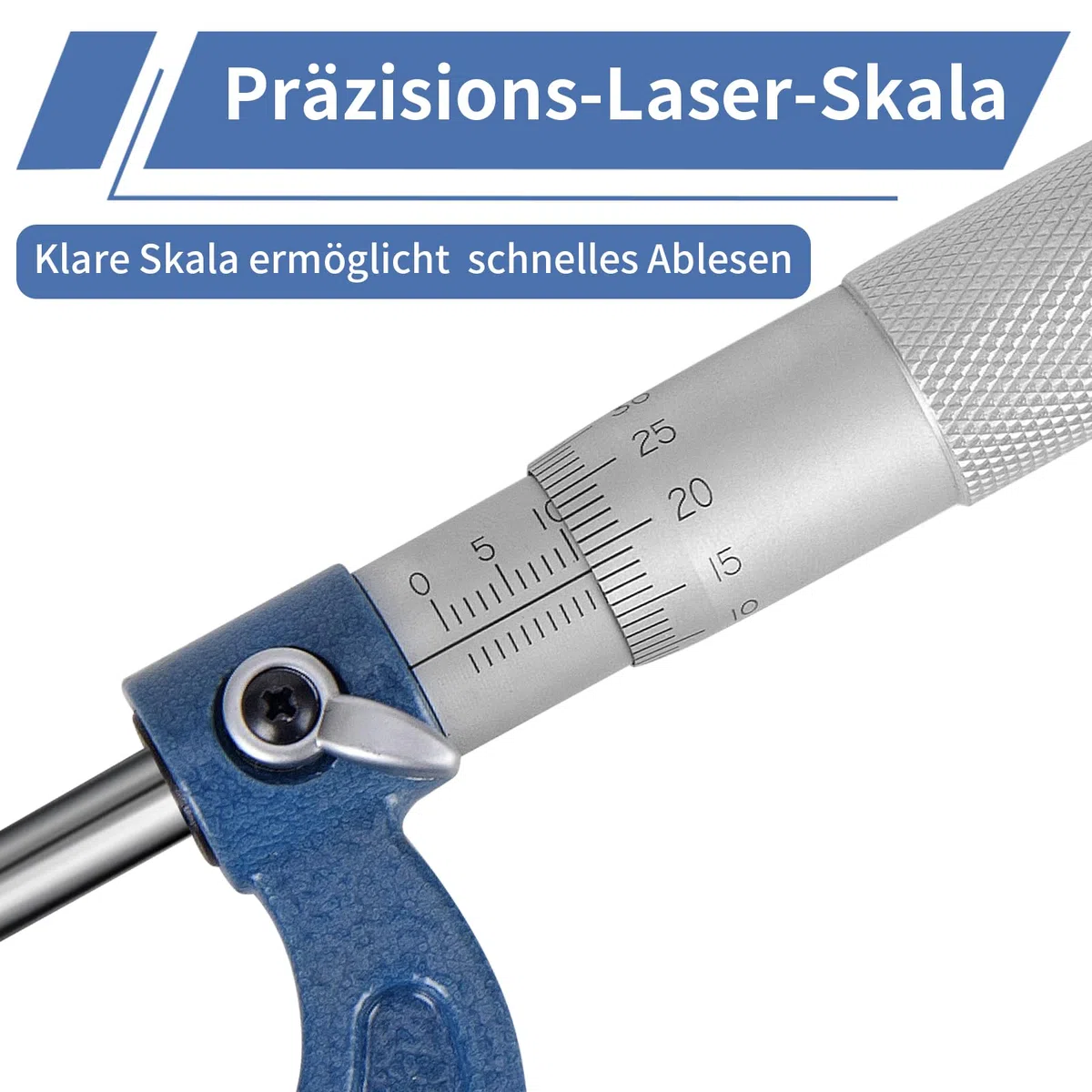 Micrómetro de 0,01 mm de resolución, rango de medición 0-25 mm, tornillo de medición de alta precisión, micrómetro métrico exterior pinza de freno con ajuste de cero llave