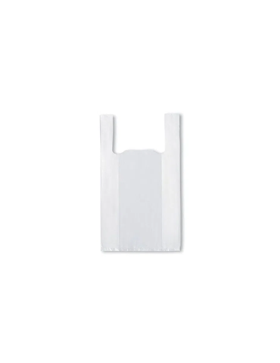 YIJIA | Bolsa Plástico Camiseta Reutilizable Recicladas Tamaño 70% Recicladas - Ideales para tiendas de alimentación y comercio en general (Blanco 50x60, 200 Uds)