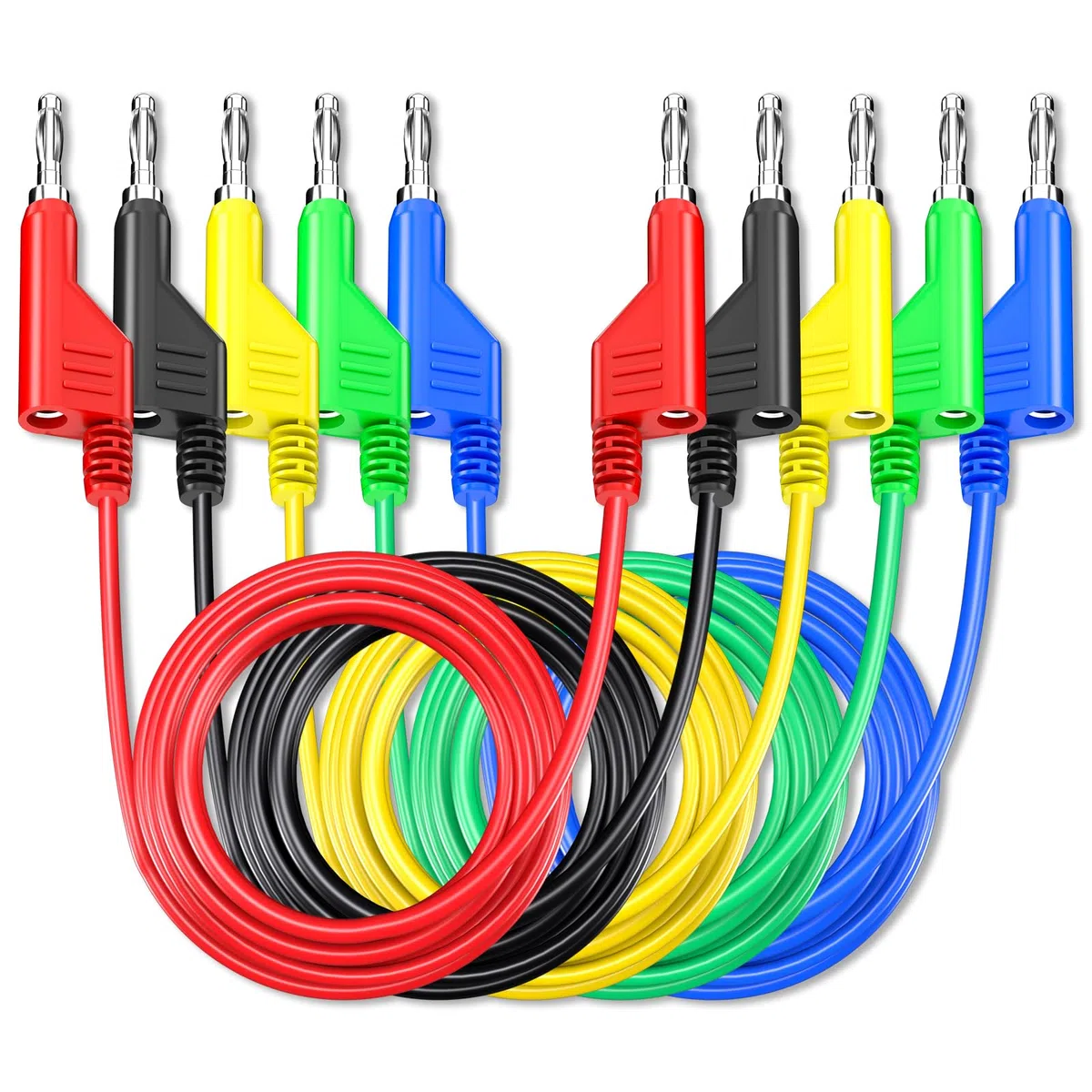 5 unidades apilables de banana a conector banana cable de prueba eléctrico suave cable de prueba de 6,56 ft/2 m para multímetro 1000 V 15 A