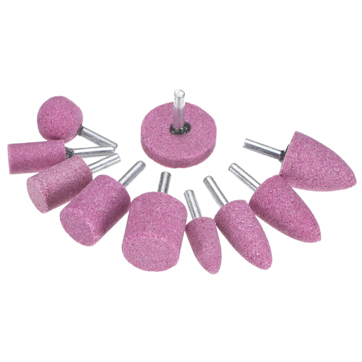 M METERXITY 10-Pack Piedras De Esmeril Abrasivas Montadas, Brocas De Pulido Y Lijado De Óxido De Aluminio Con Vástago De 6mm, Juego De Puntas De 16mm De Diámetro Y 80 Granos [Rosa]