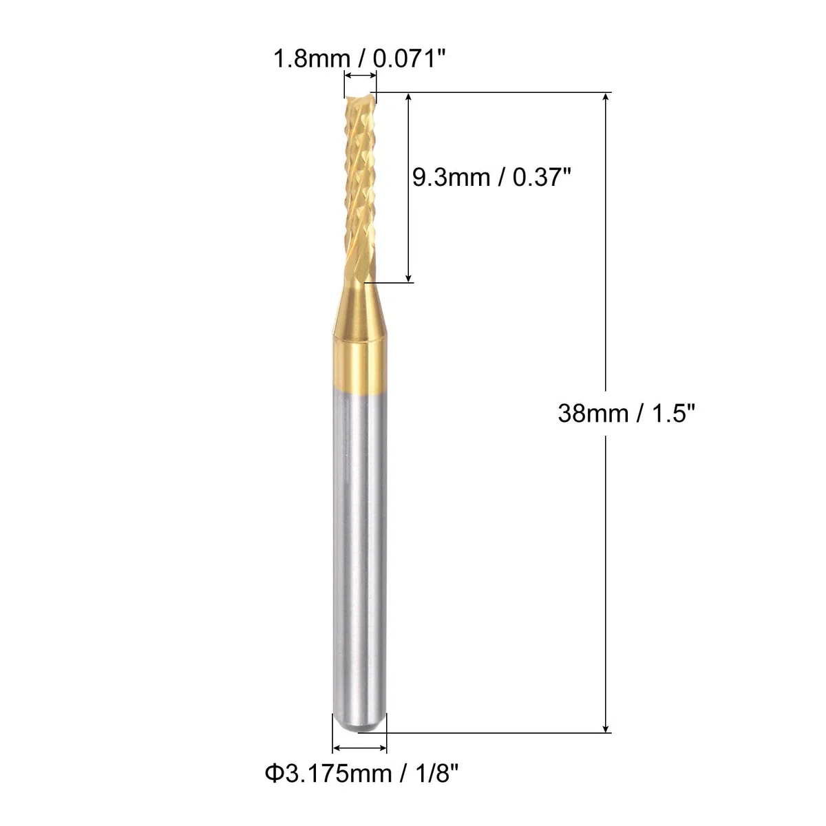 QUARKZMAN 10 Piezas Fresas de Carburo de Titanio Recubierto de 1.8mm para Grabado y Fresado CNC en Máquina PCB, Vástago de 1/8"