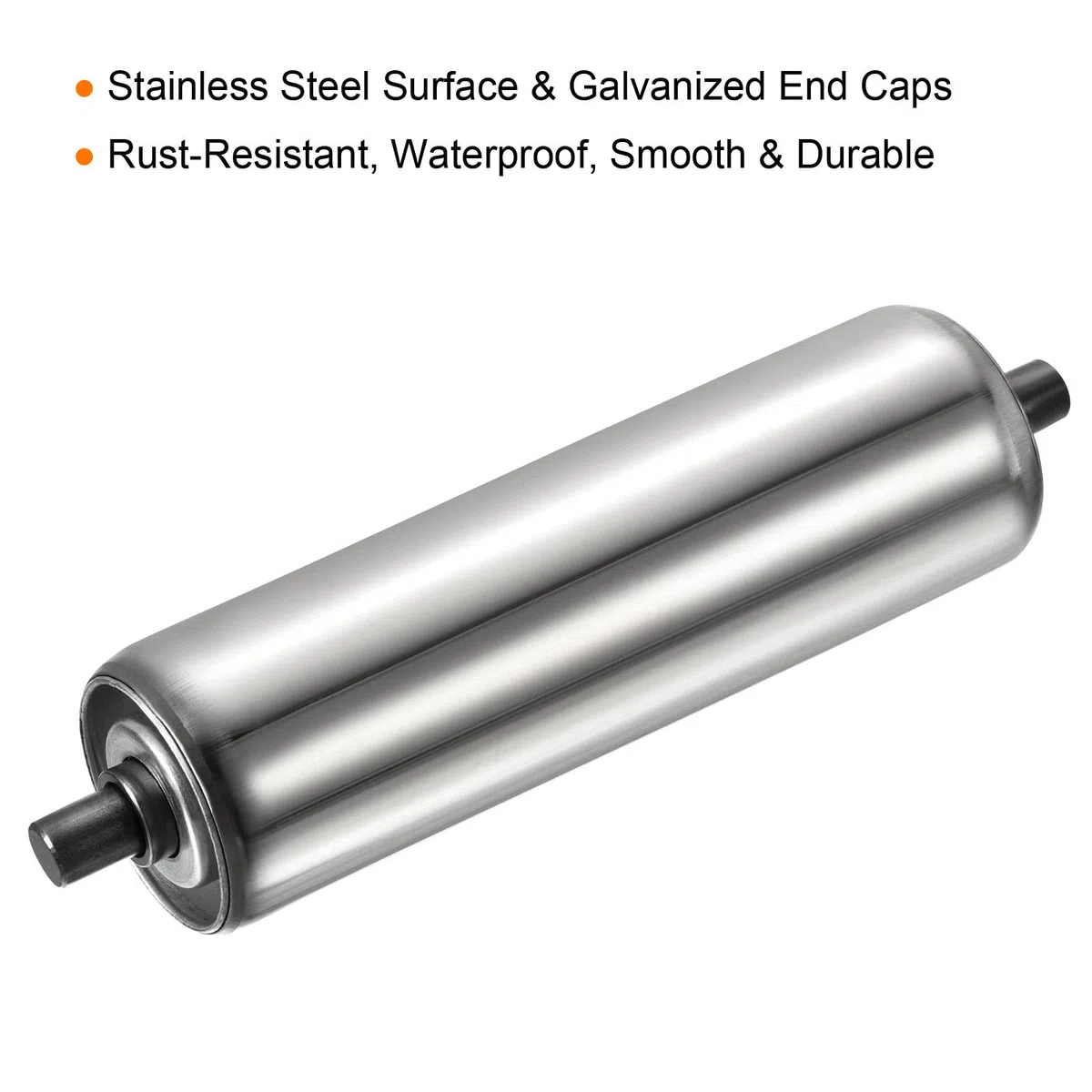 PATIKIL Transportador Rodillo 2" Diámetro 8" Longitud, Inoxidable Acero Gravedad Transmisión Reemplazo Pieza Galvanizado Extremo, Plata