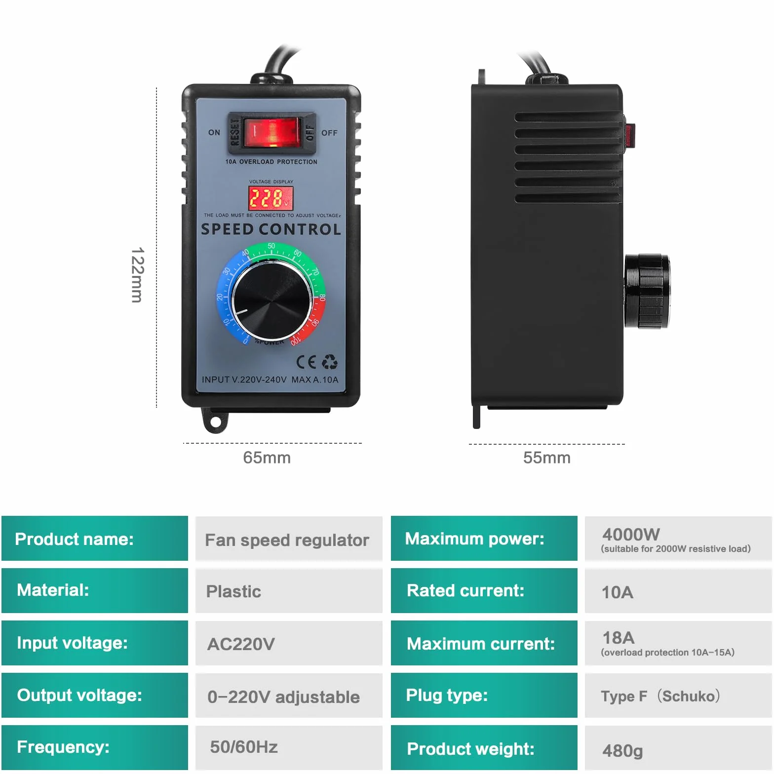 regulador de velocidad motor 220v regulador de voltaje uso para amoladoras angulares/sopladoras/taladros de mano/sierras circulares regulador de voltaje AC 220v potencia pico 4000w.