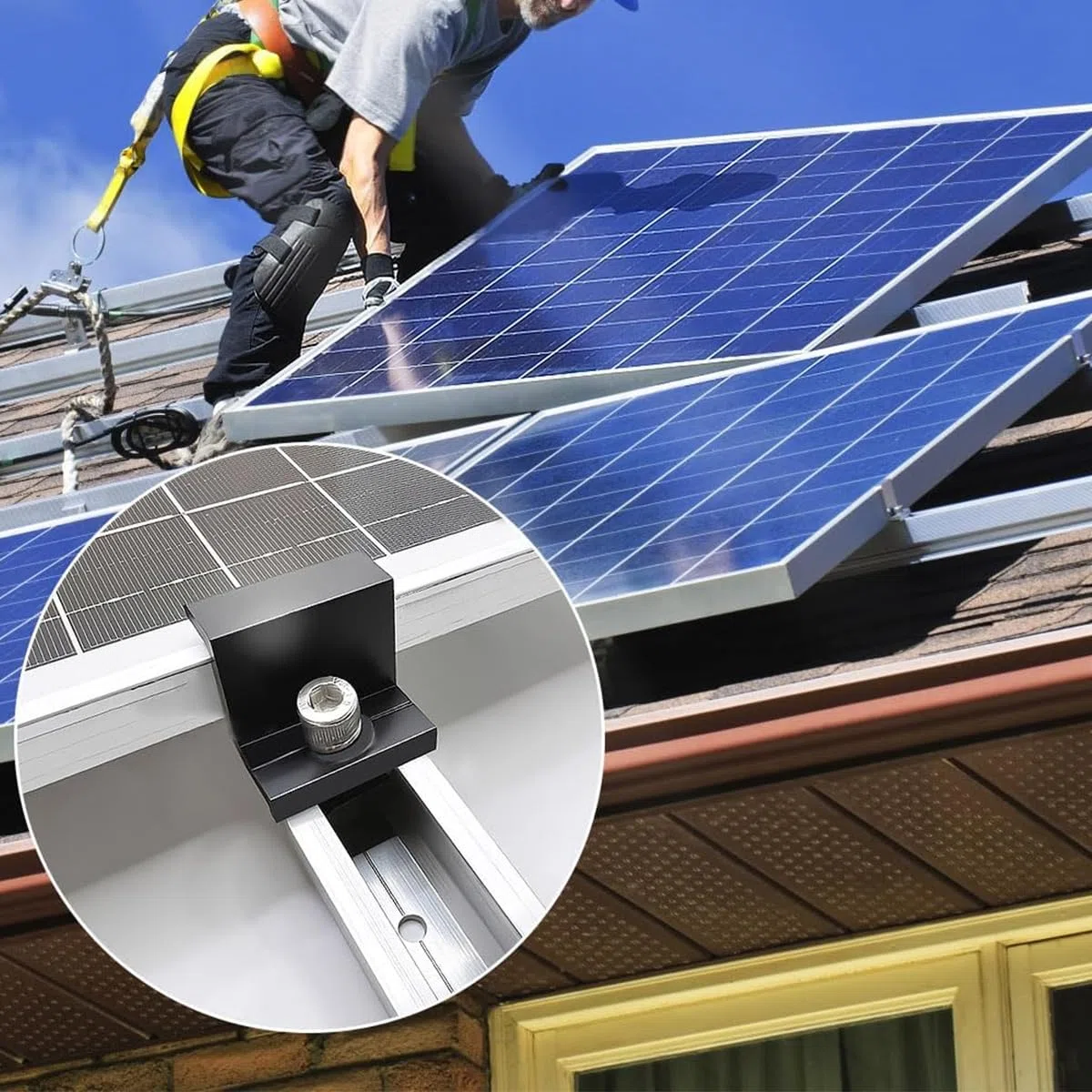 Qury Kit de Soporte de Panel Solar de Aluminio de 30 a 35 mm, Ajustable, 2 módulos fotovoltaicos, RV, Barco, Caravana