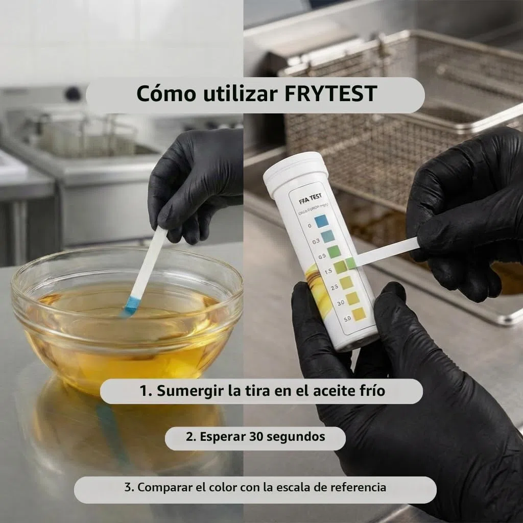 Tiras Test Aceite Fritura FFA – Medidor de Calidad del Aceite – Control HACCP – 100 Tiras – Fabricación Certificada ISO 9001