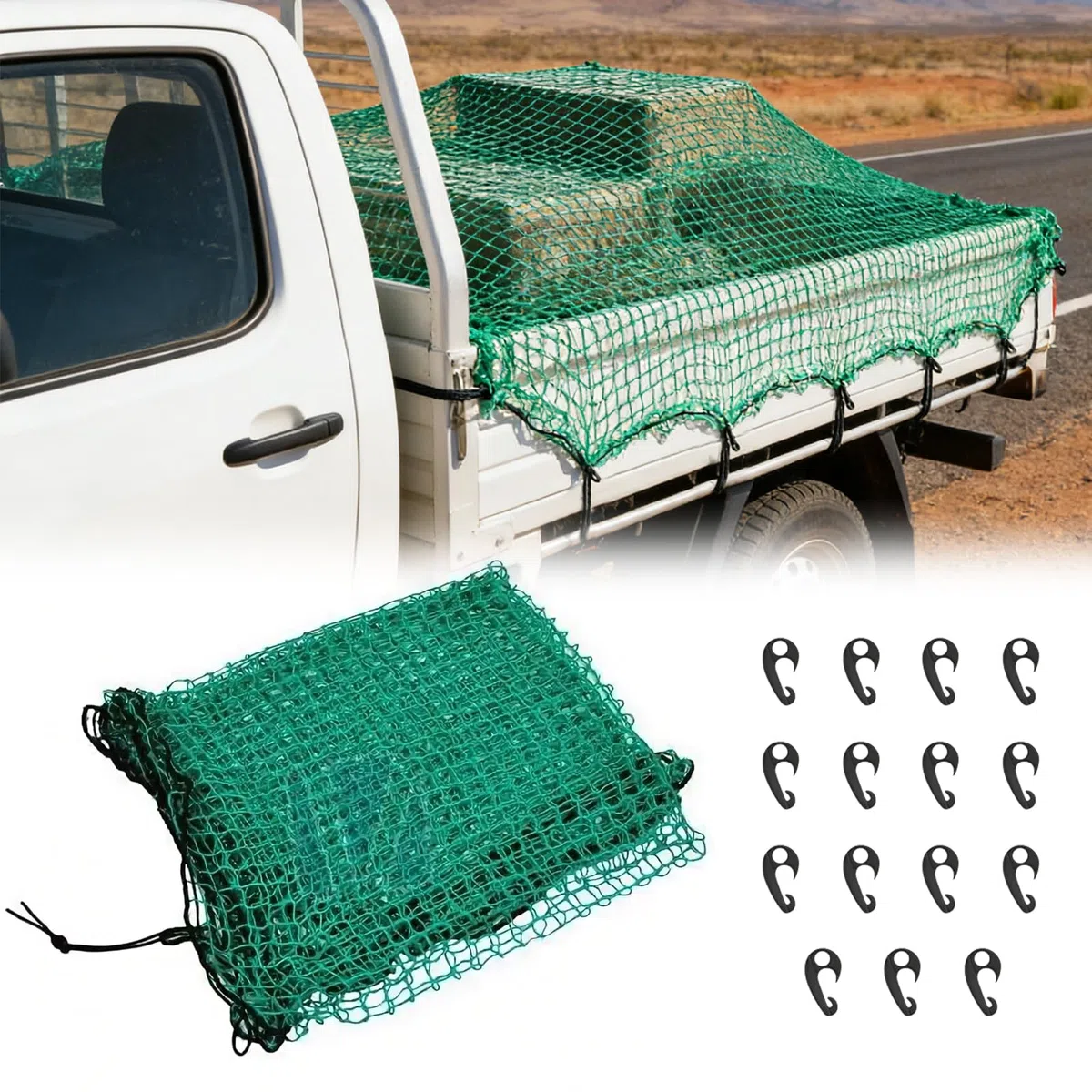 Red de Carga Pickup, Red de Carga Altamente Elástica con Ganchos para Vehículos SUV, Techo de Furgoneta, Remolque de Barco y Carga Segura