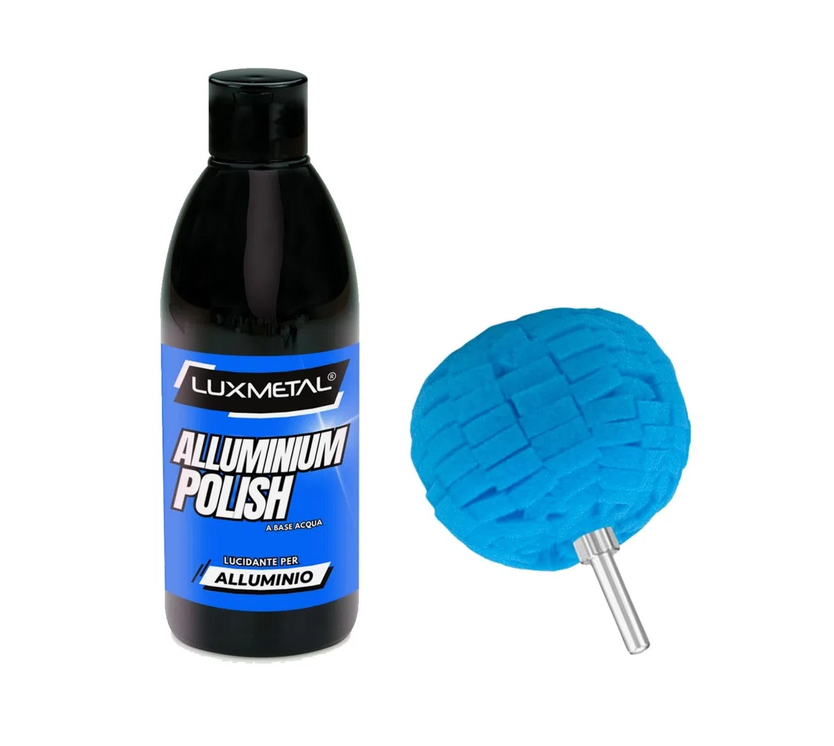 Lux Metal Polish Kit de Pulido y Abrillantador para Aluminio 250g + Bola Abrillantadora Mediana, Pasta Abrasiva para Eliminar Óxido y Arañazos, Ideal para Coche, Moto, Barco y Carrocería
