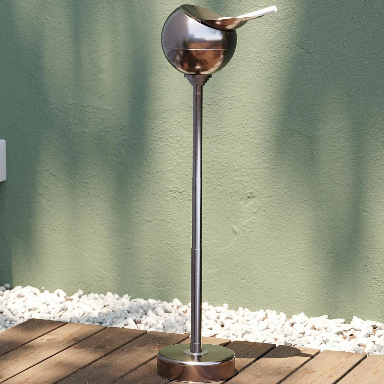 Kare Cenicero de pie con diseño esférico, apto para exteriores, altura ajustable, 72 x 14 x 14 cm (alto x ancho x profundidad)
