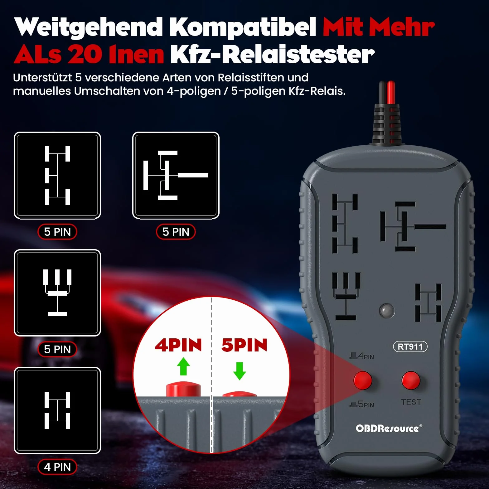 Comprobador De Relés, 12V/24V Herramienta De Diagnóstico De Relé De Coche, Probador De Retransmisión, Para Reparación Automática, Herramienta De Diagnóstico De Relé De Coche