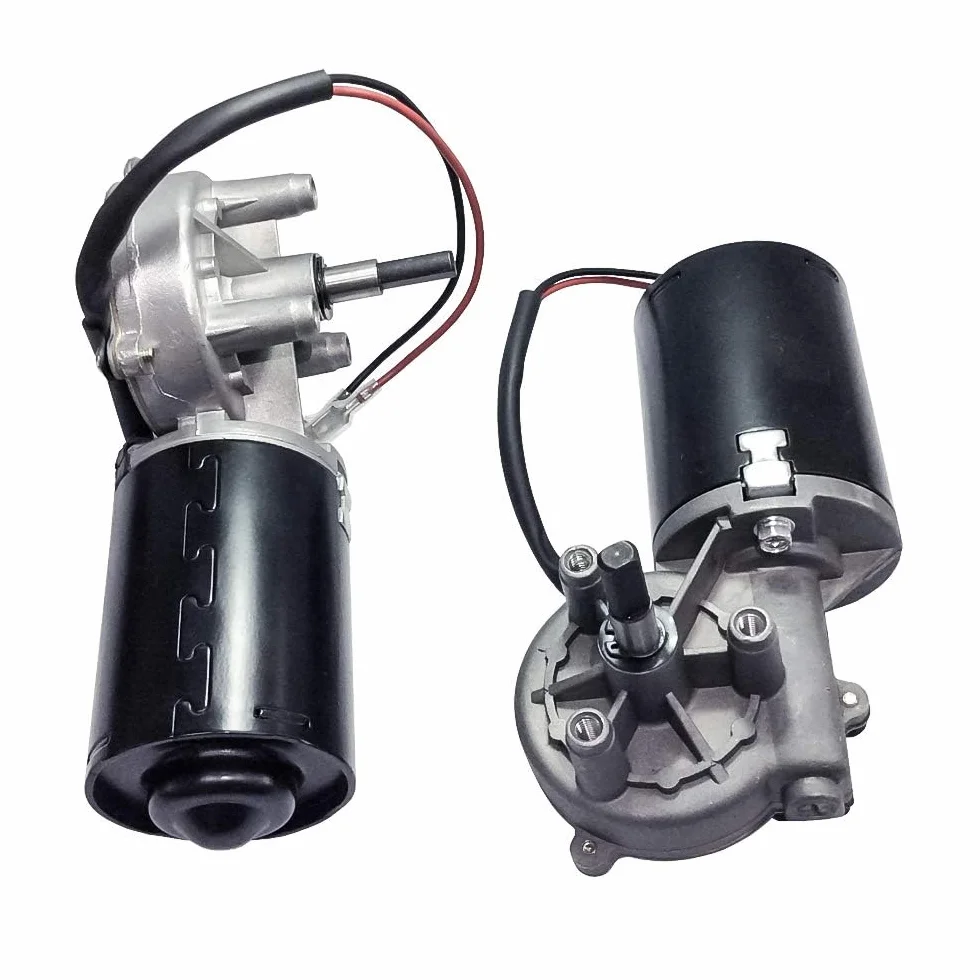 Motorreductor eléctrico de tornillo sin fin 12V 50rpm con doble eje plano (caja de engranajes izquierda), bajo nivel de ruido, apto para puertas de garaje.